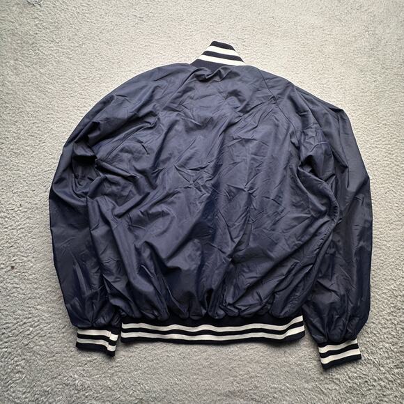 Vintage 70s Win Wear Nylon Varsity Button Lined Jacket Men Large Navy Blue Snap - Picture 15 of 16